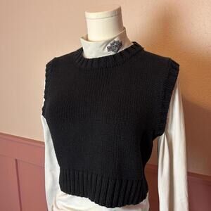 knit sleeveless sweater vest en merci sz medium black corpcore indievanguard